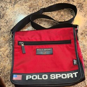 Polo by Ralph Lauren Red and Black Messenger Bag